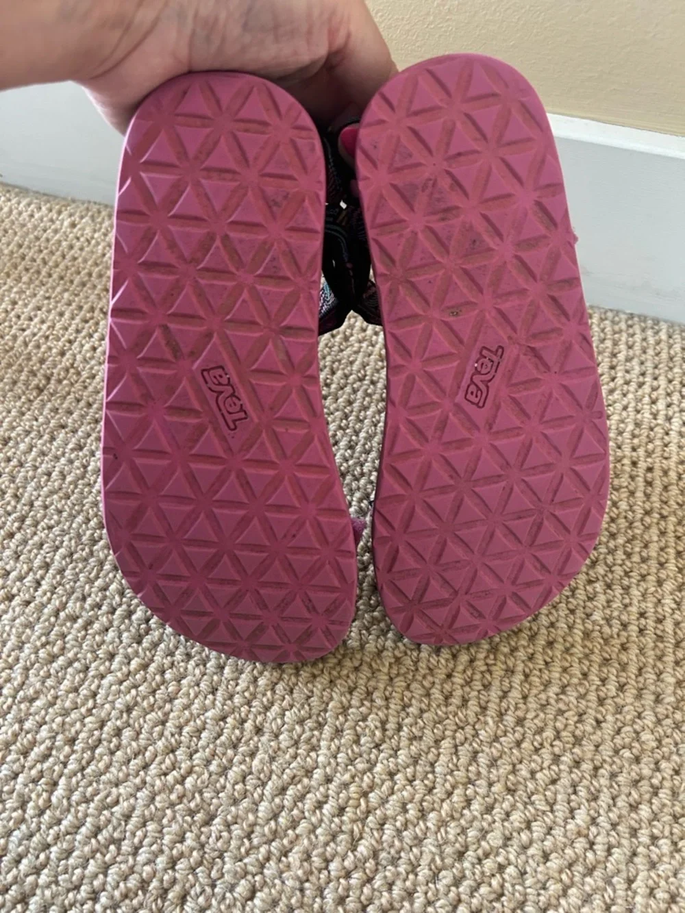 Teva Kids Black Multicolor Strap With Pink Bottoms Sandals Size 3